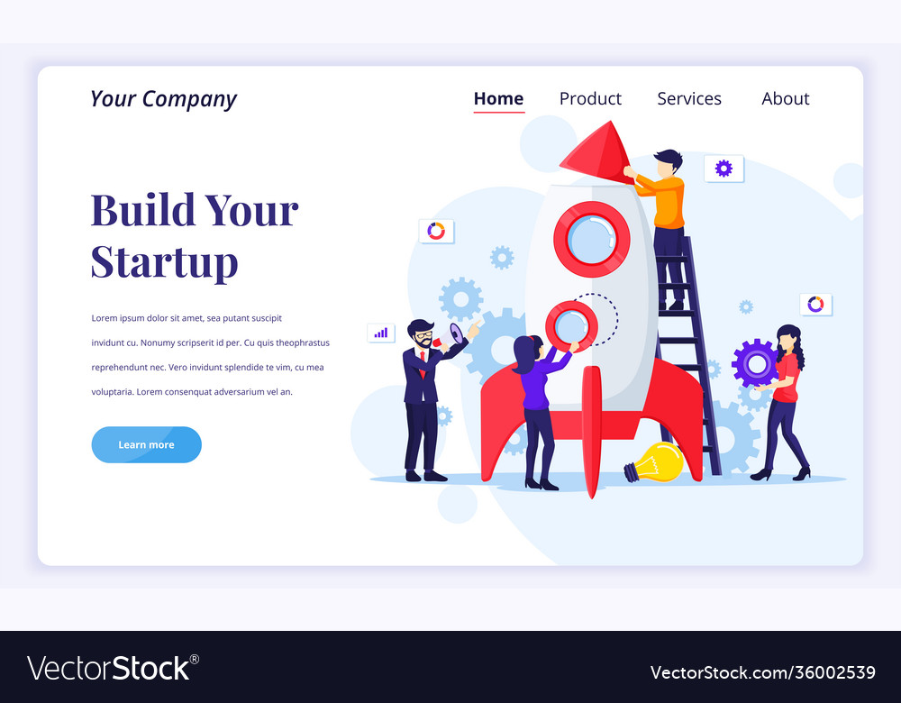 Landing page design concept business startup Vector Image