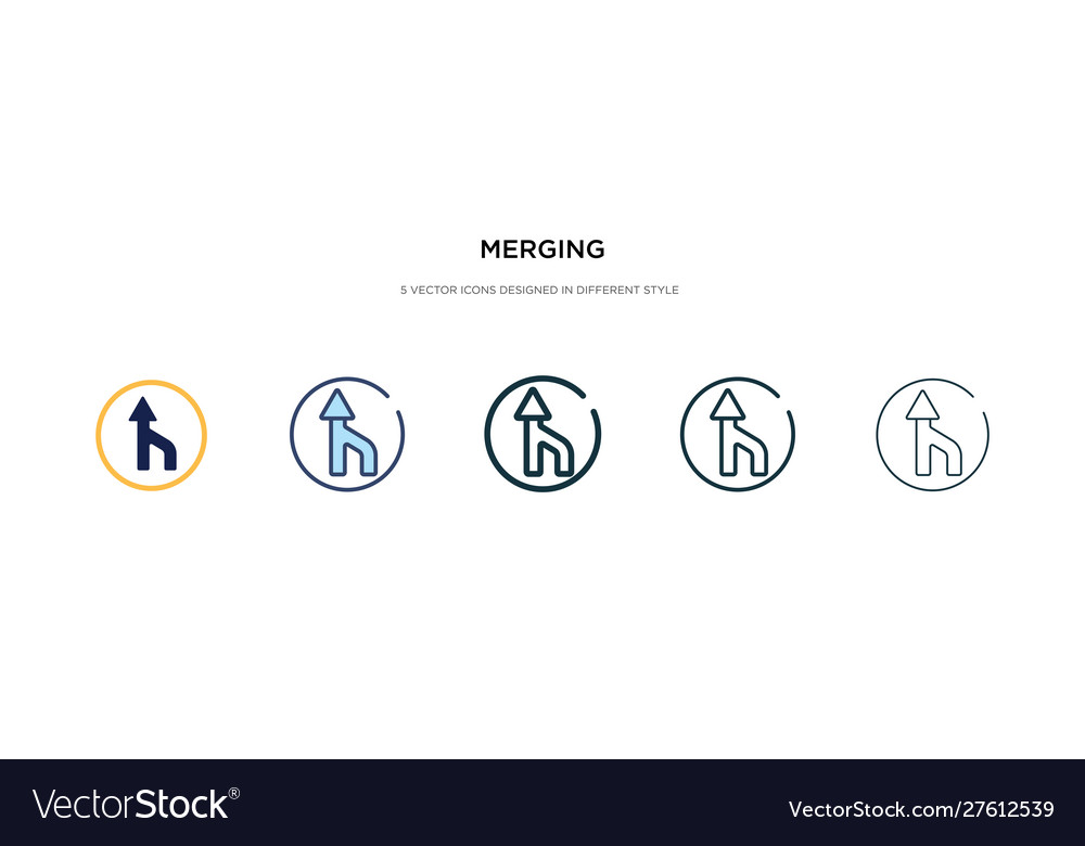 Merging icon in different style two colored Vector Image