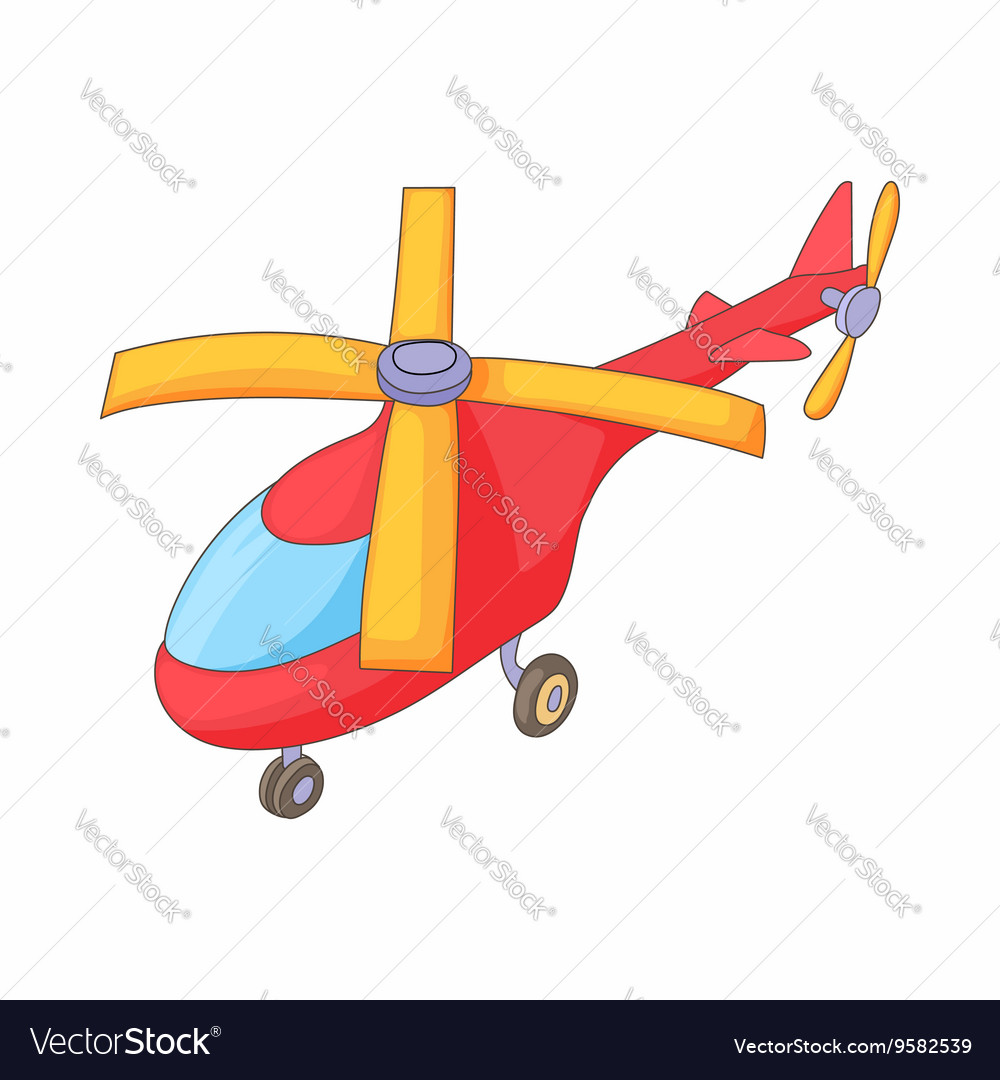 Red helicopter icon cartoon style Royalty Free Vector Image