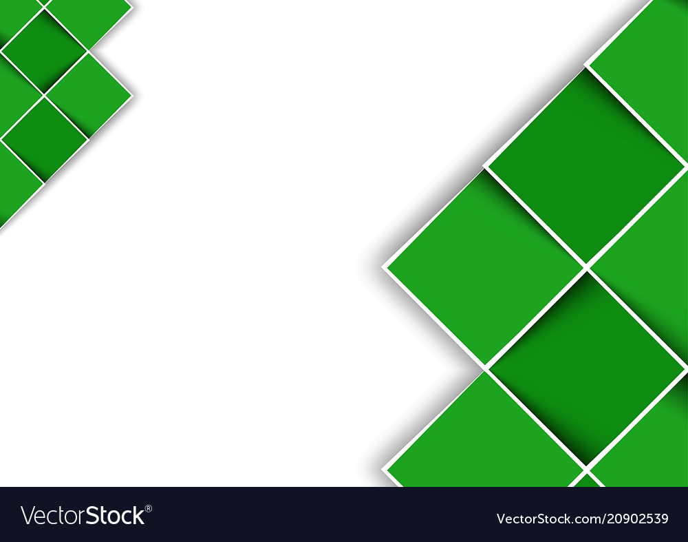 White background with green decorative squares