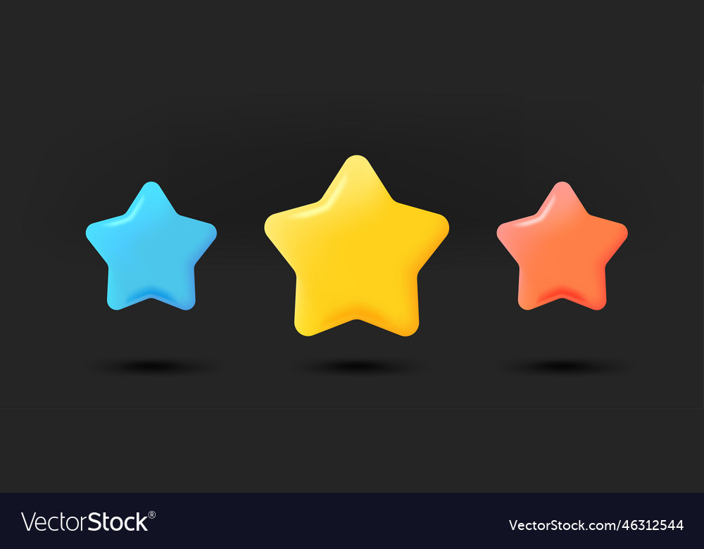 Color rating star icons collection 3d isolated Vector Image