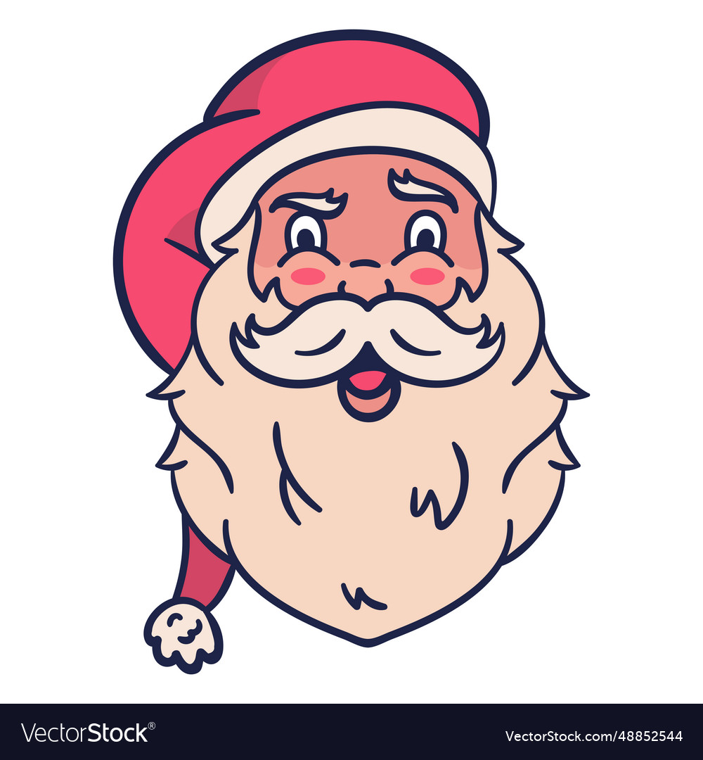 Front view vintage santa head Royalty Free Vector Image