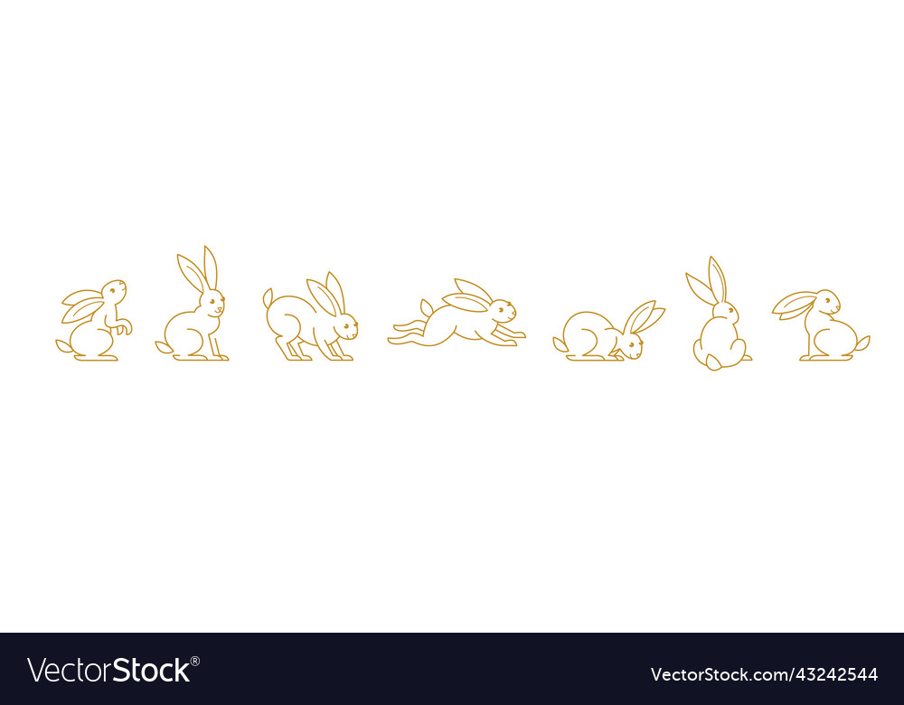 Set with line art rabbit icons symbols logo Vector Image