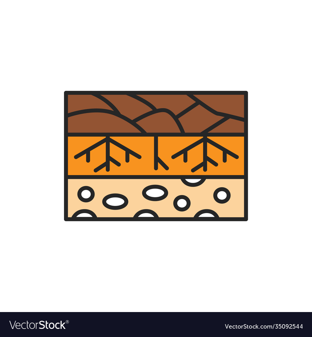 Soil Layers Color Line Icon Pictograph For Web Vector Image