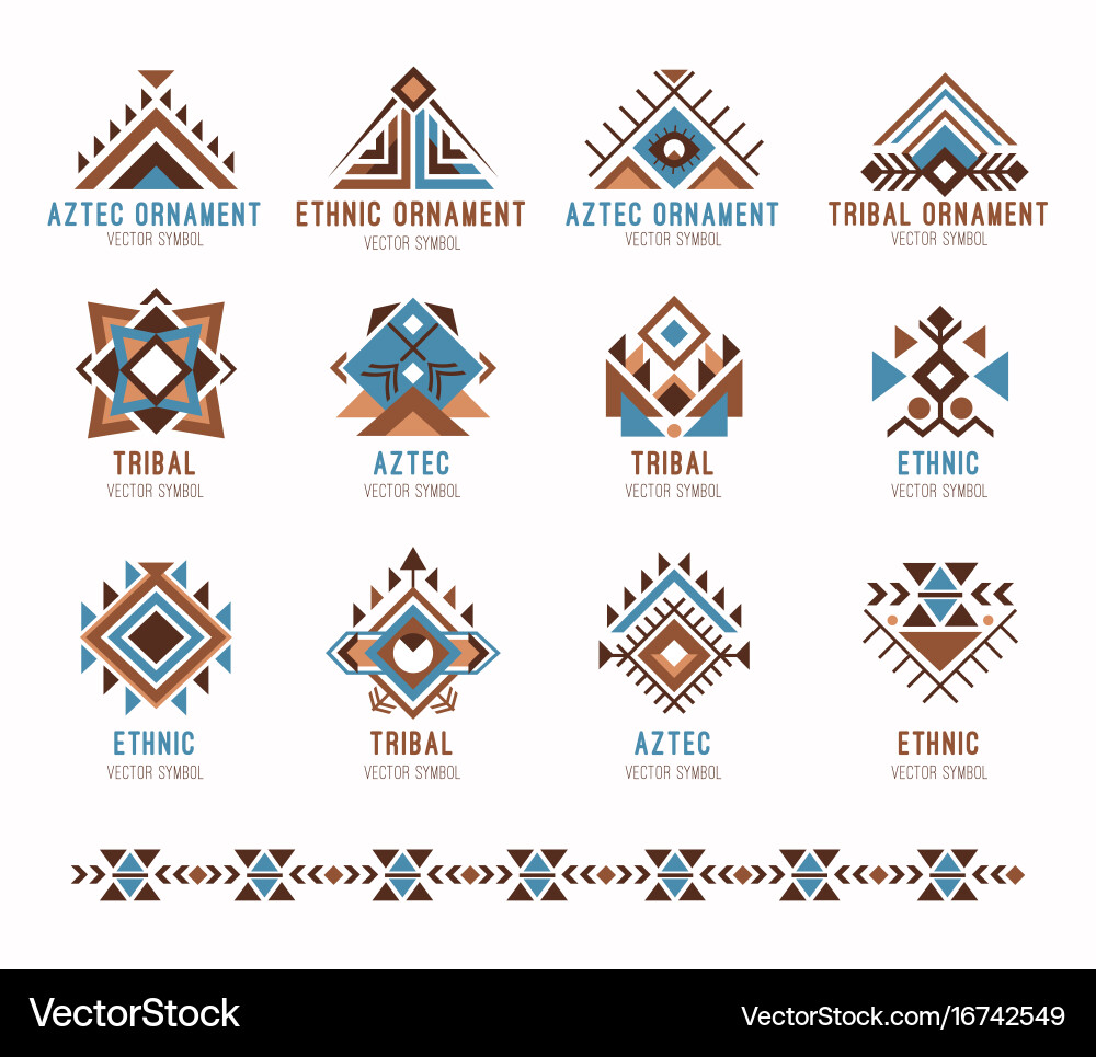 Aztec tribal ethnic ornaments set Royalty Free Vector Image