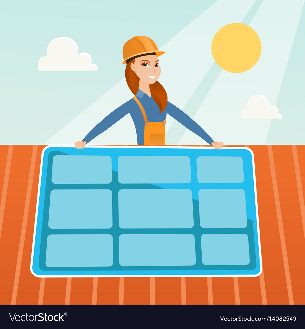 Constructor Installing Solar Panel Royalty Free Vector Image 8739