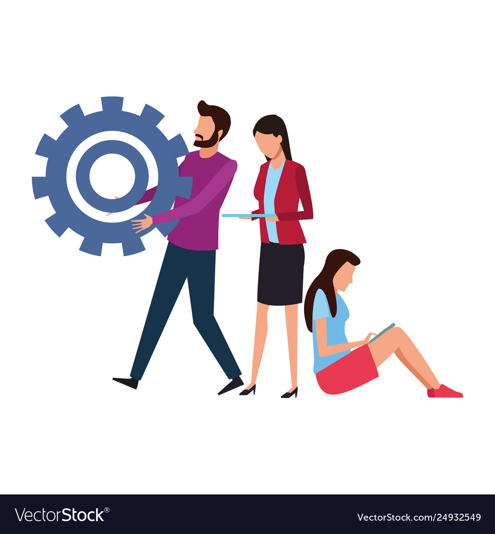 Coworkers Teamwork Cartoon Royalty Free Vector Image