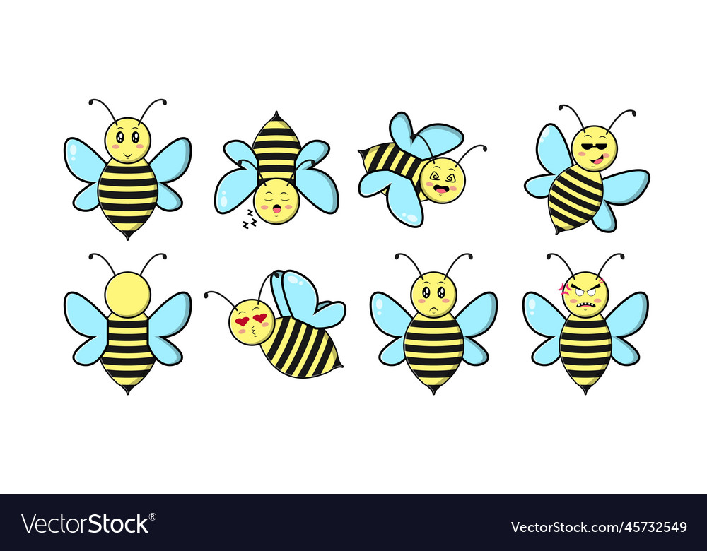 Cute bee mascot set