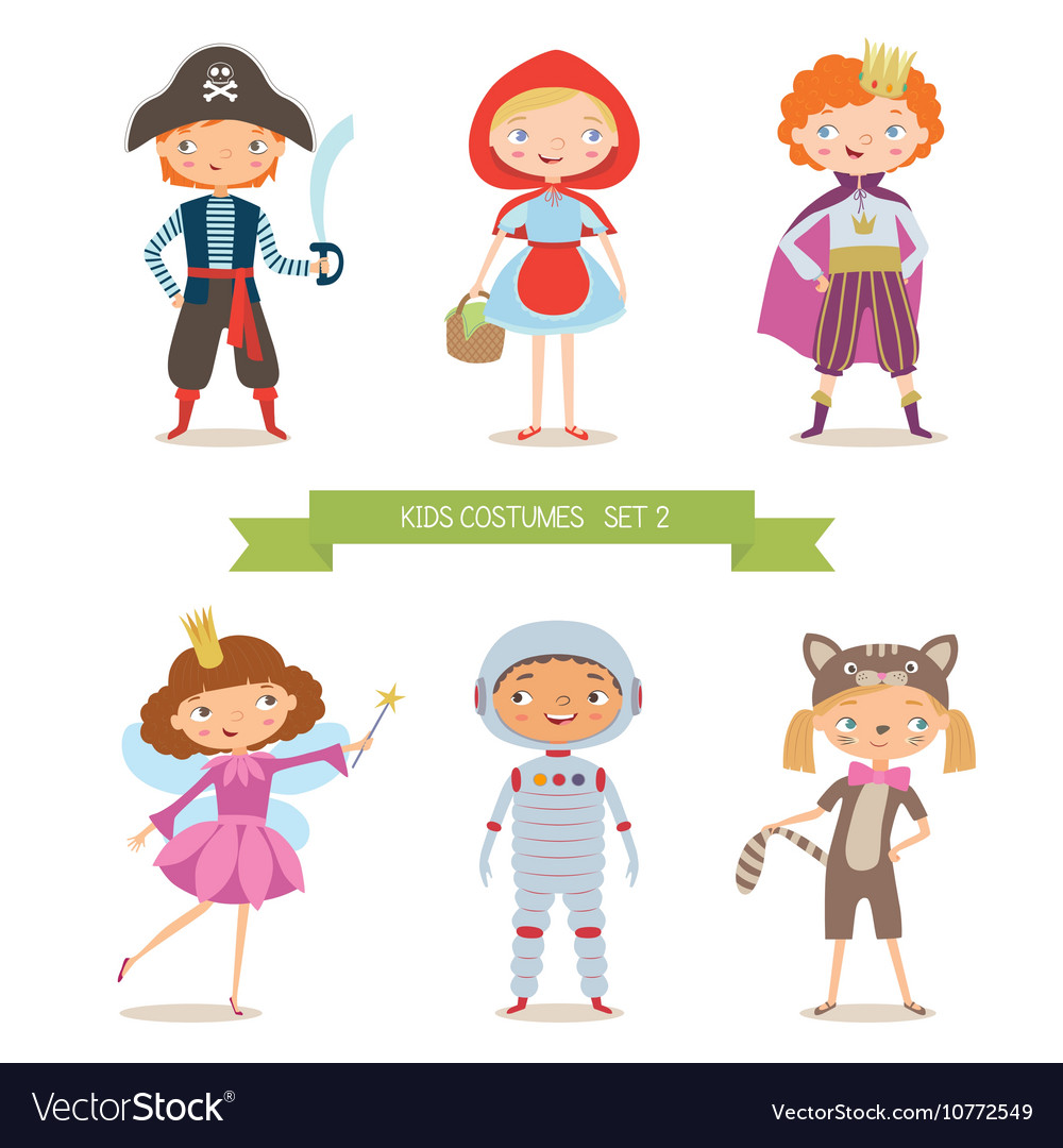 Different kids costumes Royalty Free Vector Image