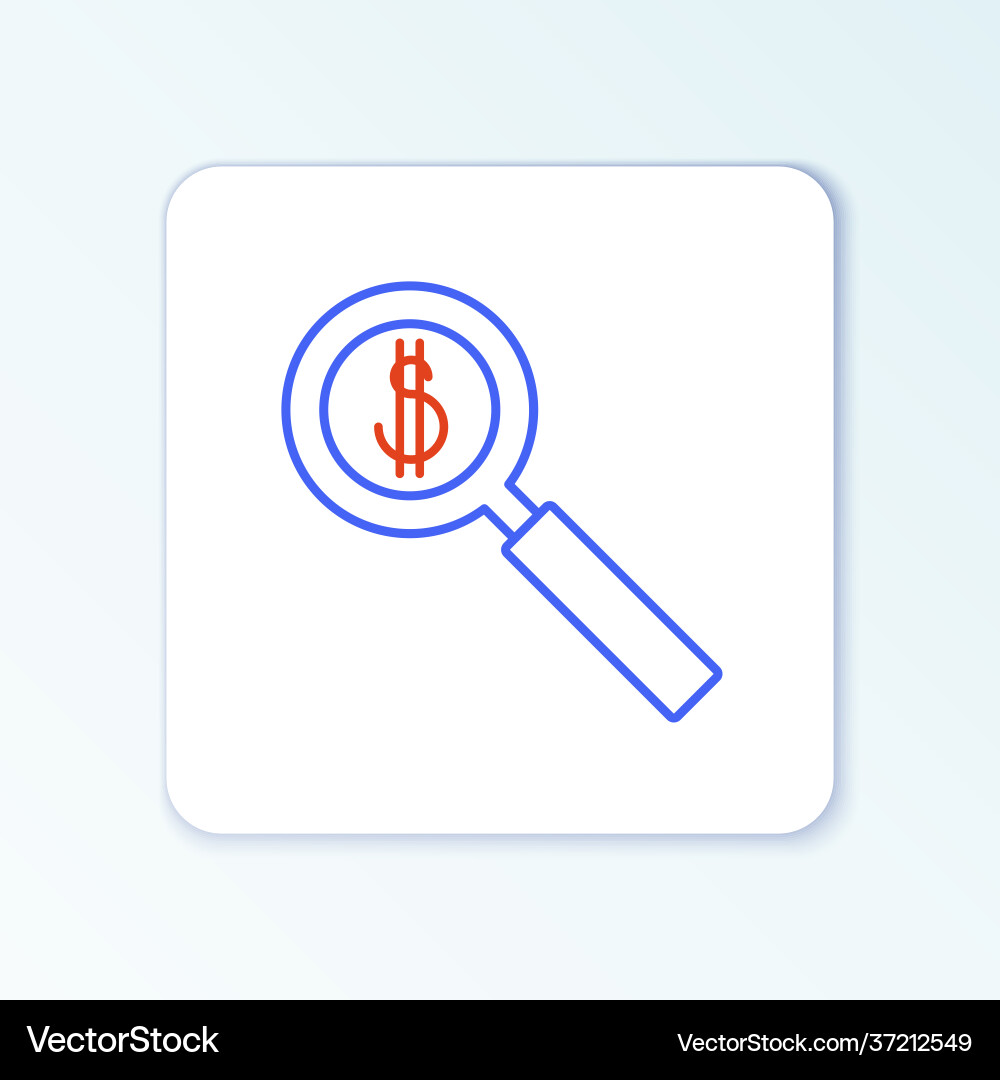 Line magnifying glass and dollar symbol icon Vector Image
