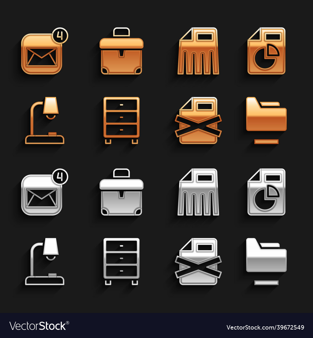 Set archive papers drawer document with graph Vector Image