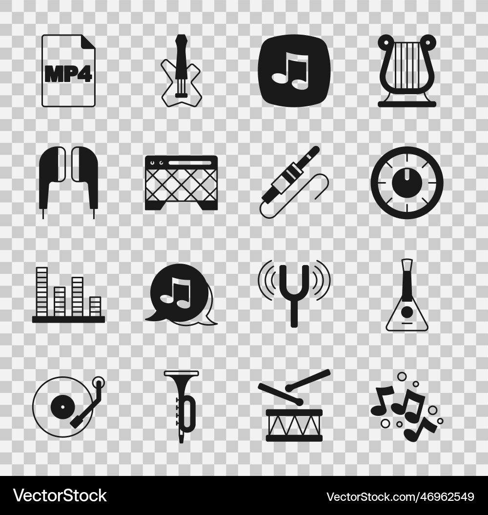 Set music note tone balalaika sound mixer Vector Image