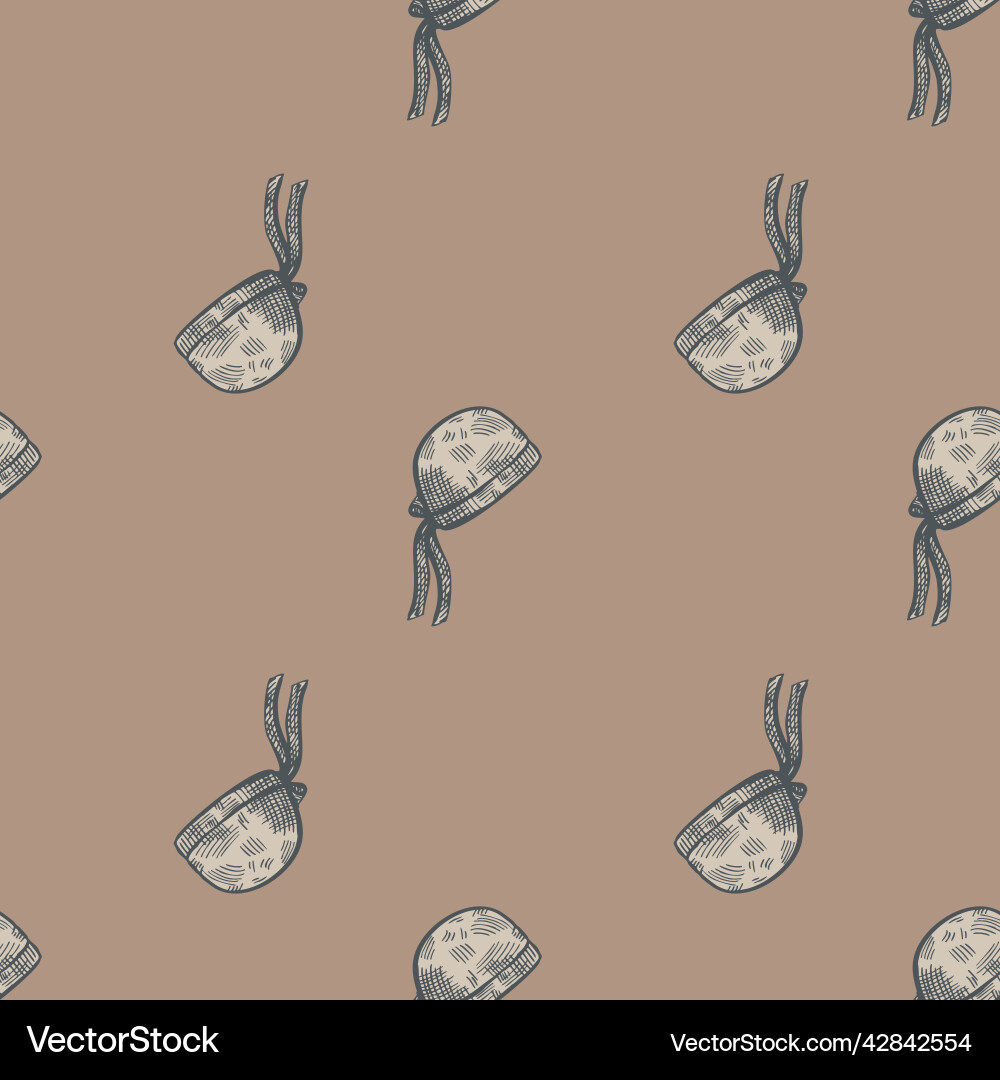 Bandana chef hat seamless pattern engraving Vector Image