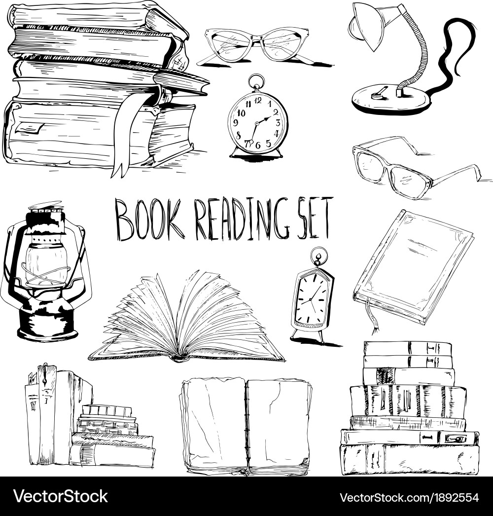 Books reading set Royalty Free Vector Image - VectorStock