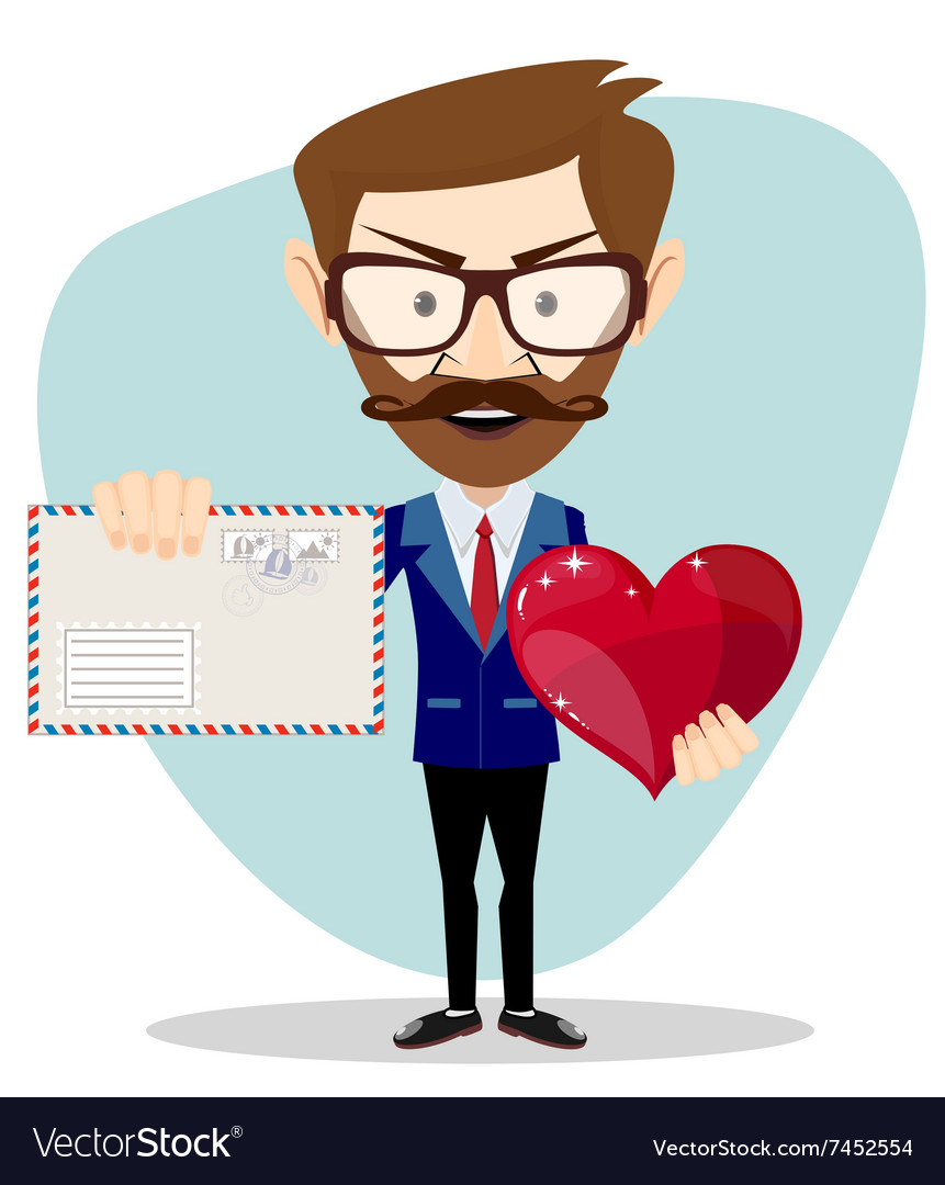 Businessman holding a heart and envelope Vector Image