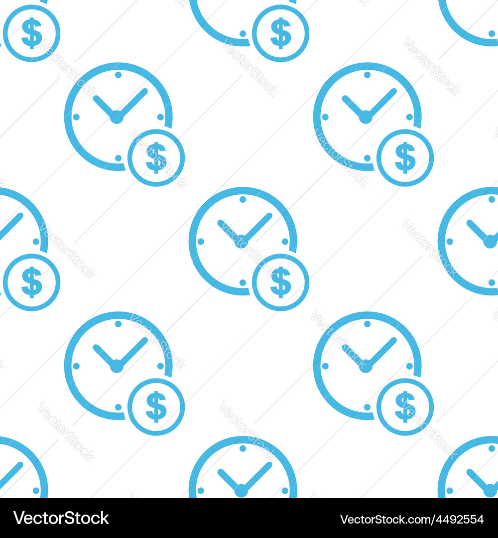 Clock money white pattern Royalty Free Vector Image