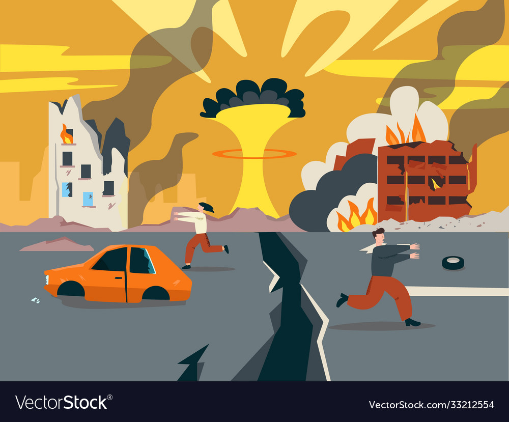 Doomsday in ruined city last days Royalty Free Vector Image