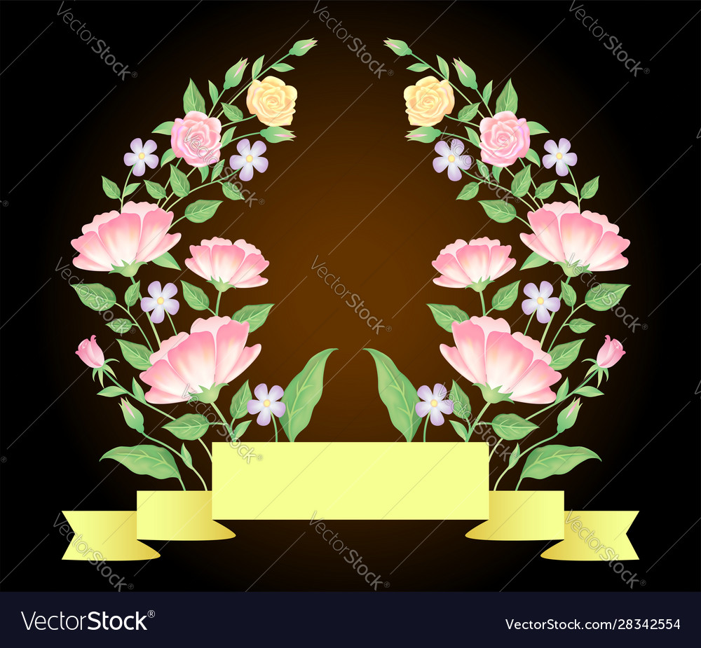 Floral Frame With Ribbon Template Decoration Vector Image