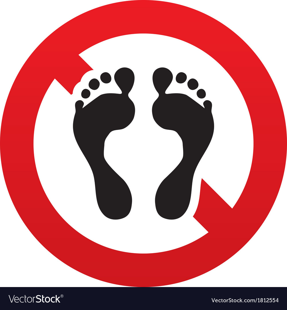 Human footprint sign icon no barefoot symbol Vector Image