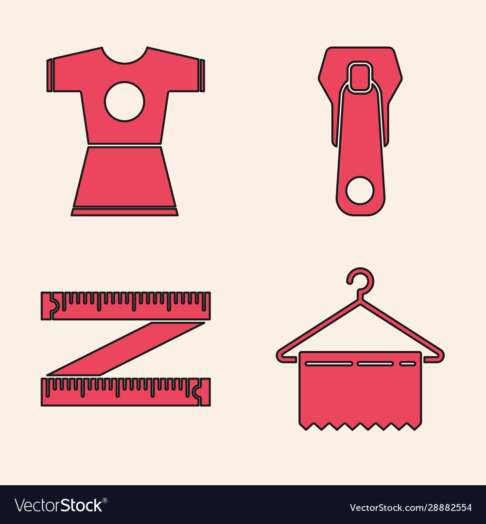 Set Hanger Wardrobe Woman Dress Zipper And Tape Vector Image