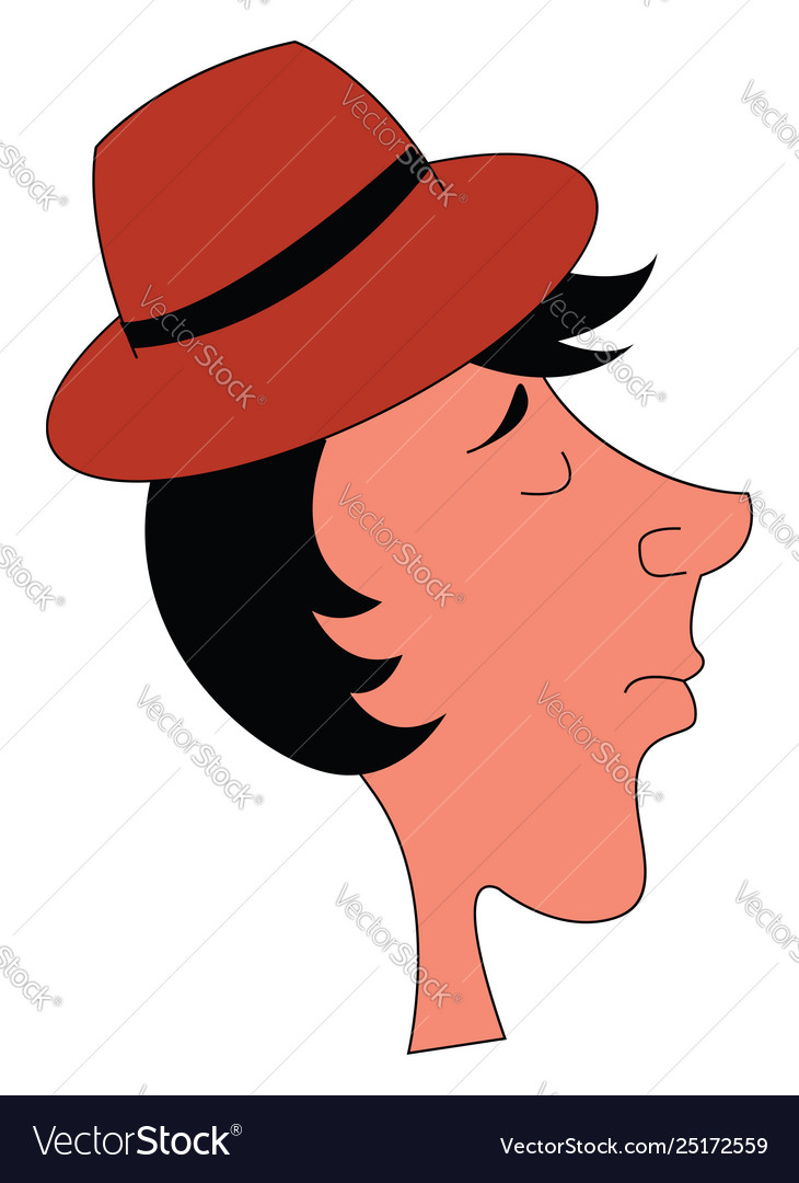 A Profile A Guy In Red Hat Or Color Royalty Free Vector