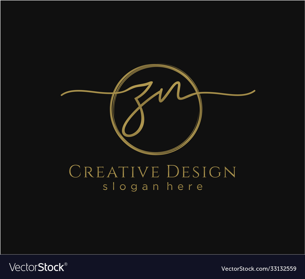 Initial zn handwriting logo with circle template Vector Image