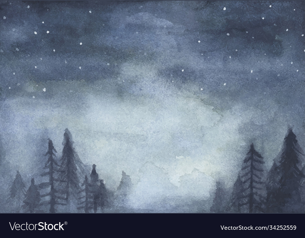 Peaceful Spruce Forest Under Night Sky Royalty Free Vector