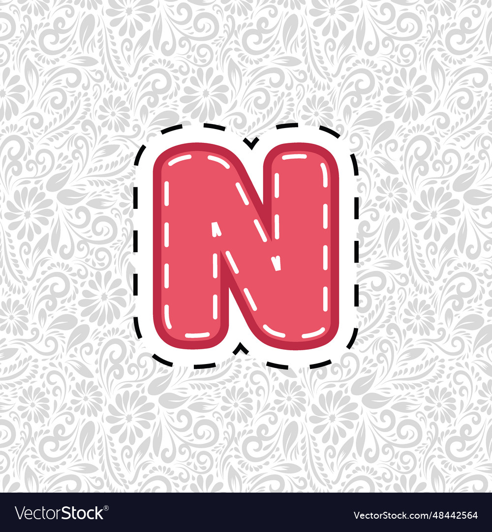 Alphabet letter n latter art alphabet font Vector Image