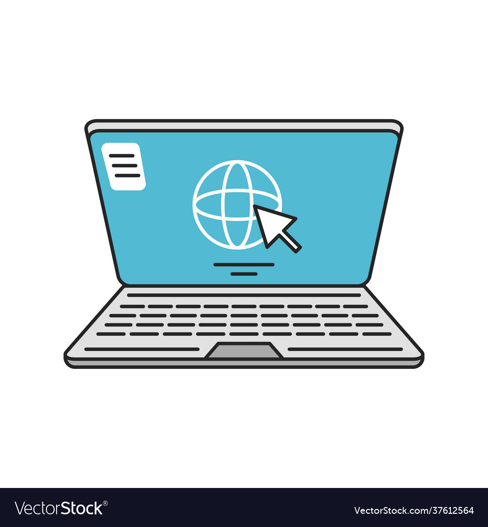 Laptop world click Royalty Free Vector Image - VectorStock