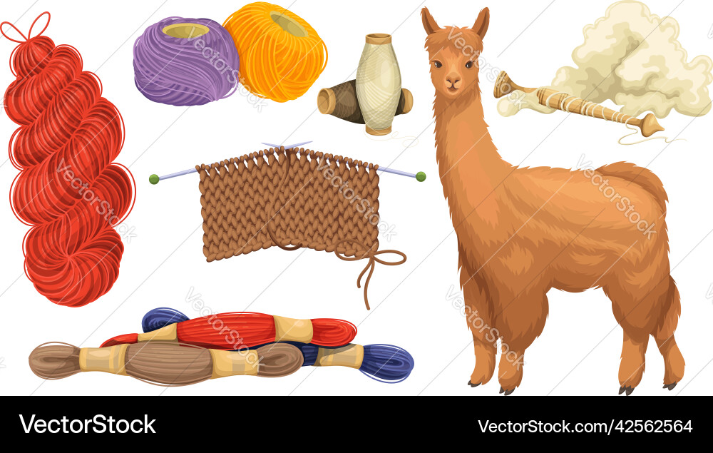 Wool knitting concept set Royalty Free Vector Image