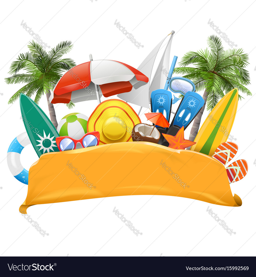 Beach Yellow Banner Royalty Free Vector Image Vectorstock