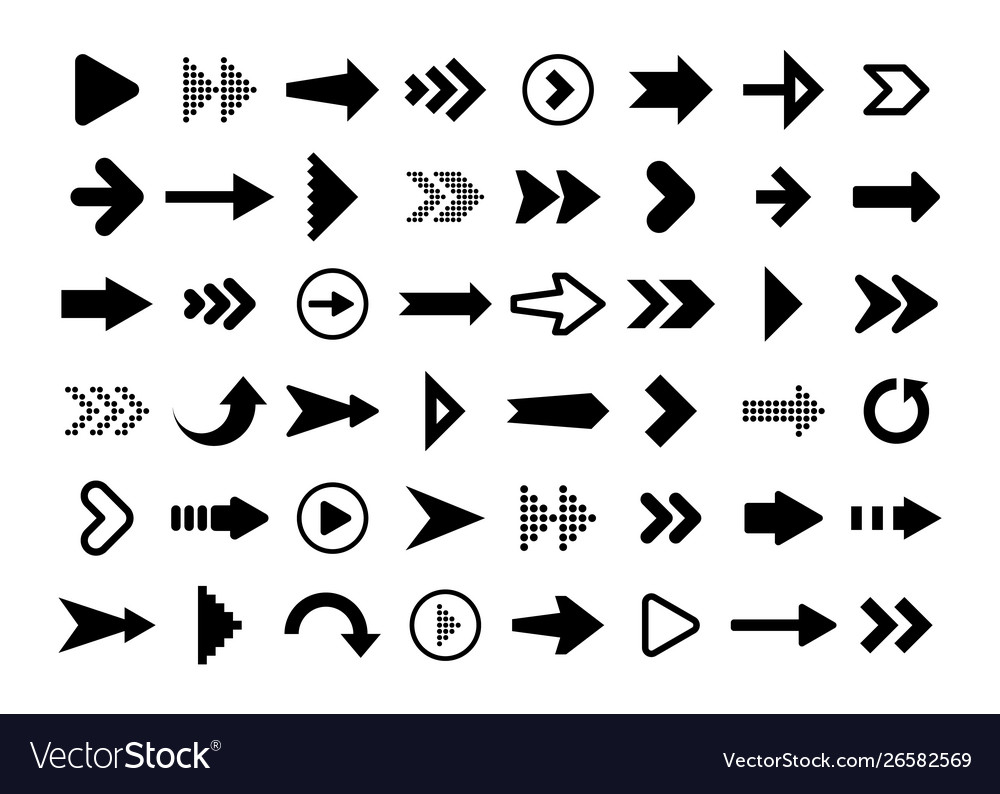 Black arrows set on white background arrow Vector Image