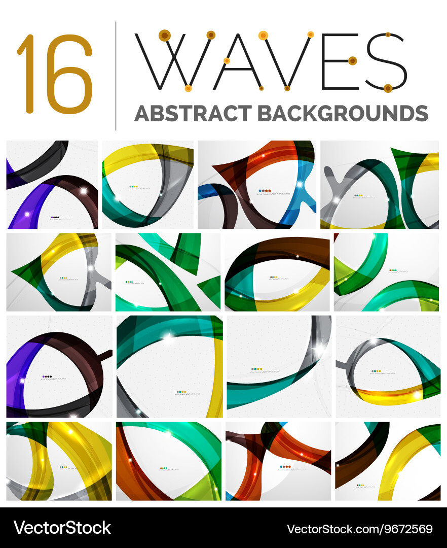 Collection wave abstract backgrounds Royalty Free Vector