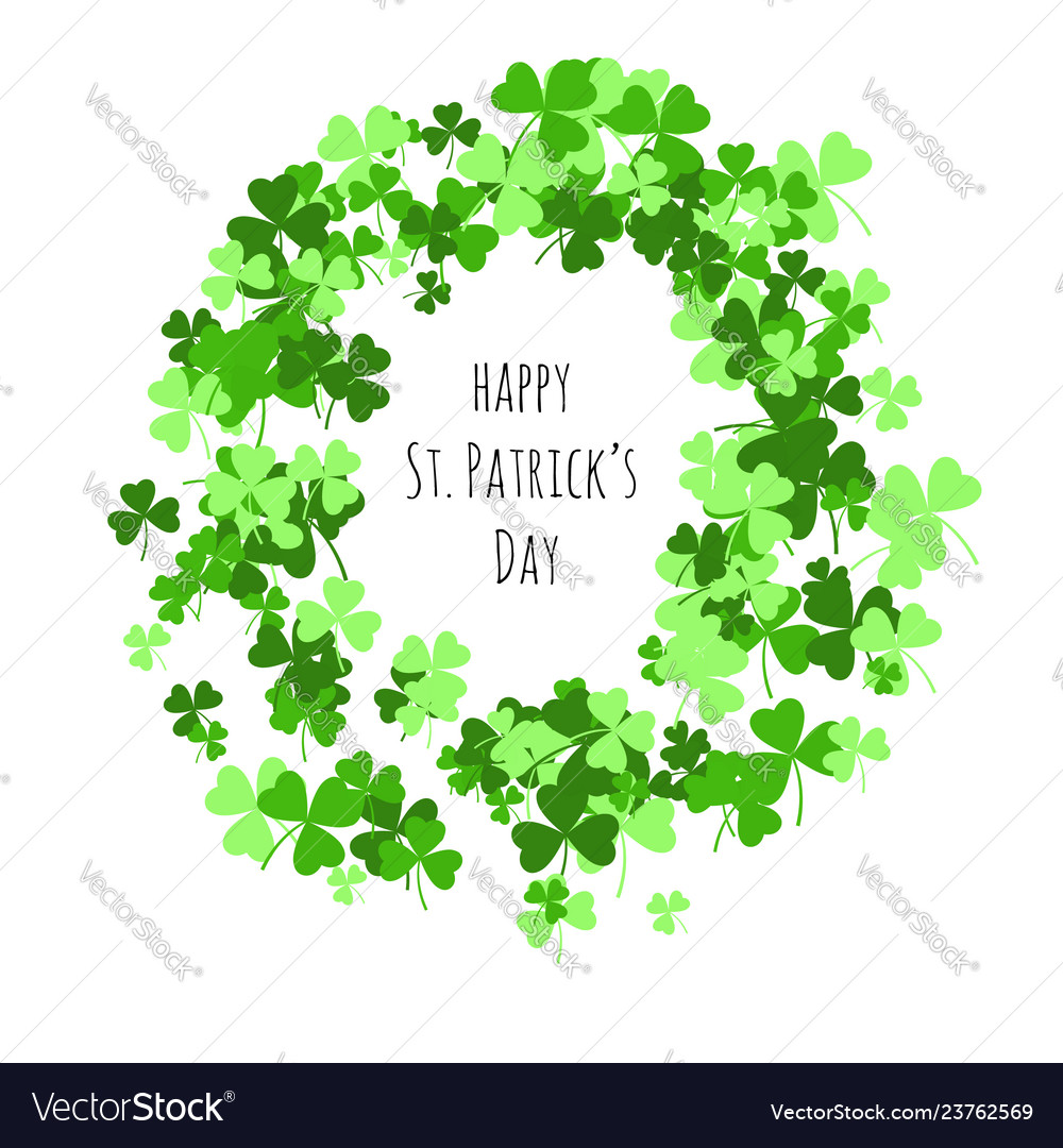 Green clovers frame on white background Royalty Free Vector