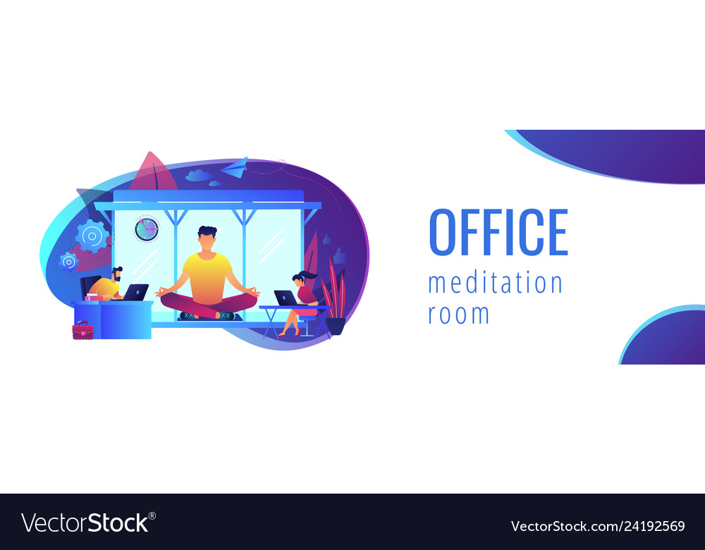 Office Meditation Booth Concept Banner Header Vector Image