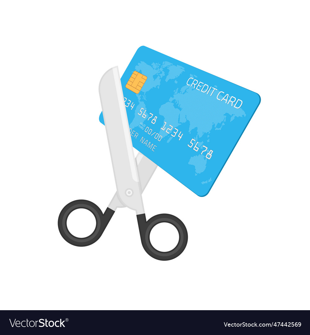 Scissors blue cutting credit card Royalty Free Vector Image