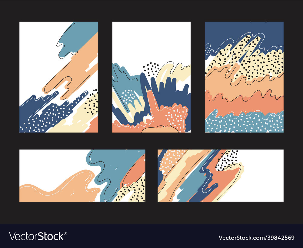Set of brochure template hand drawn paint brush vector image Set of brochure template hand drawn paint brush