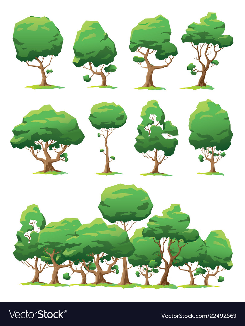 Set of trees of various forms Royalty Free Vector Image