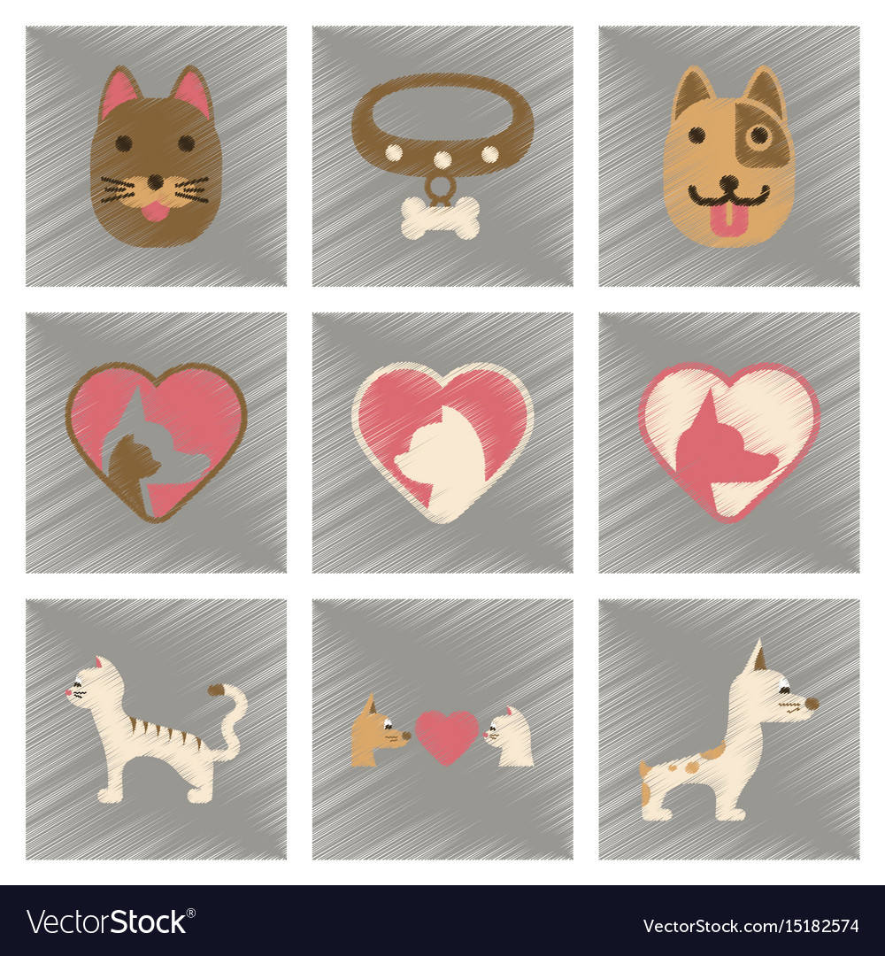 Assembly flat shading style icons dogs cats pets
