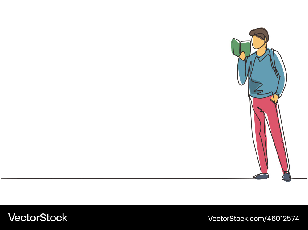 Continuous one line drawing guy standing Vector Image