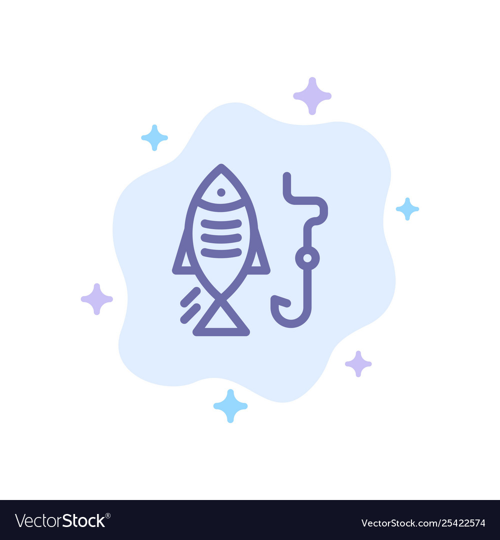 Fishing fish hook hunting blue icon on abstract