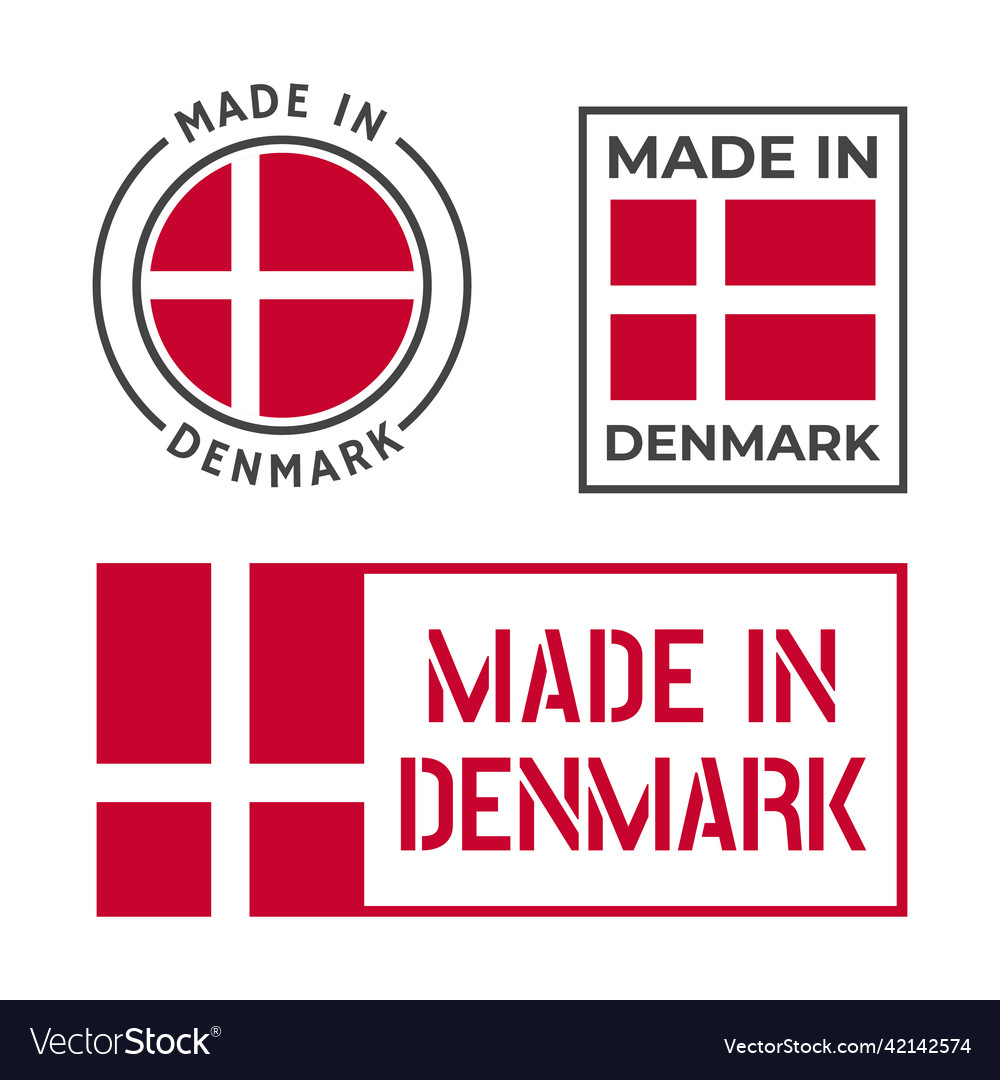 Made in denmark labels set kingdom Royalty Free Vector Image