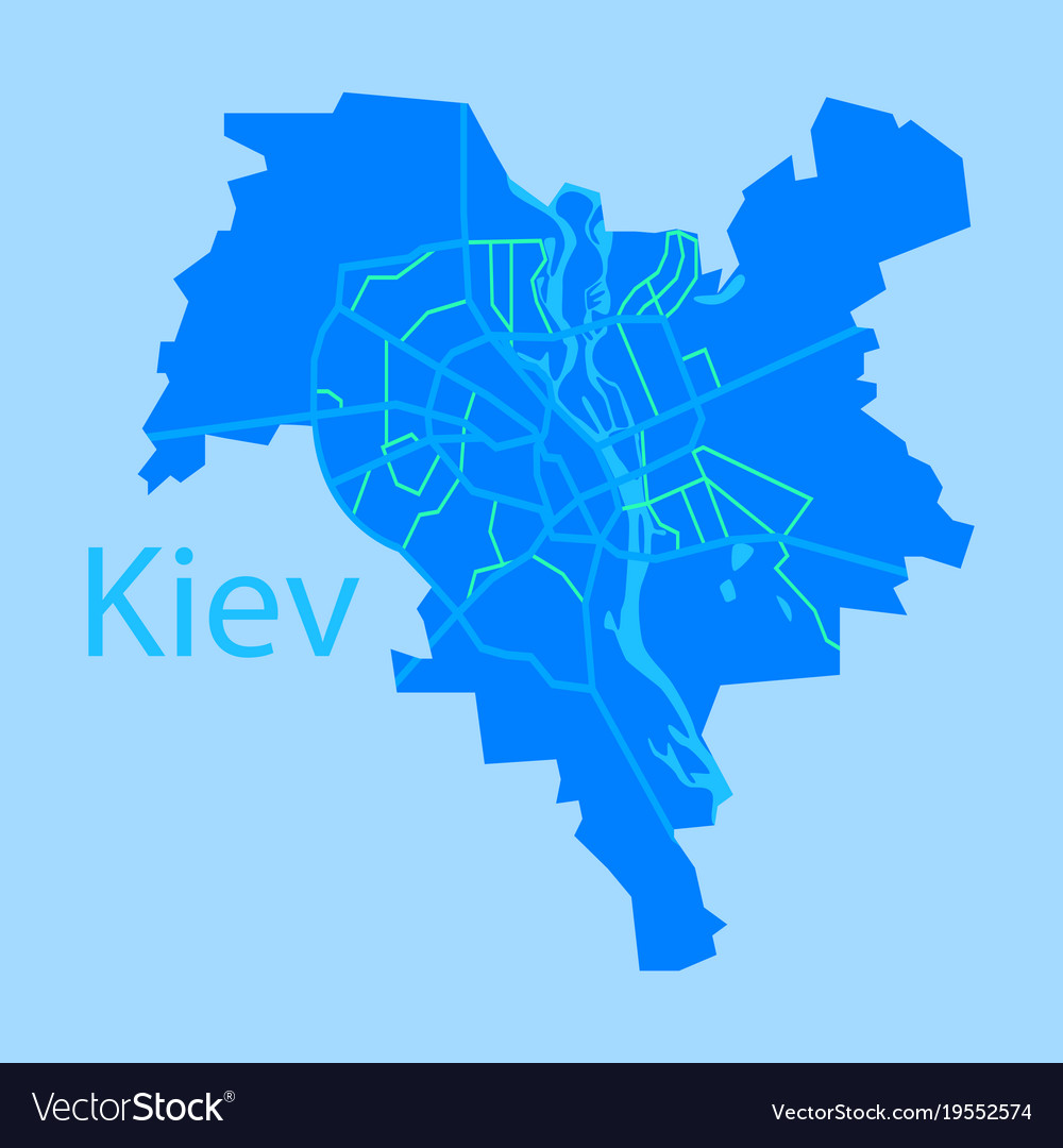 Map of the districts kiev ukraine flat