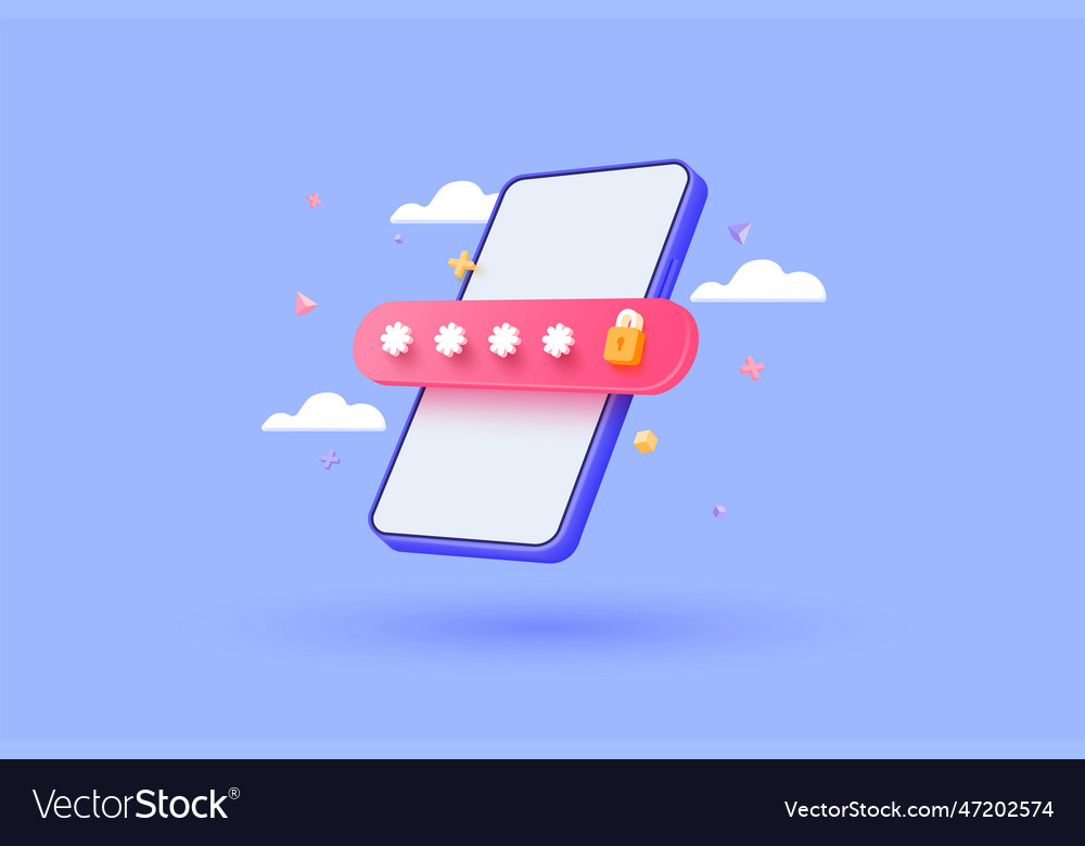 Modern 3d of password verification vector image Modern 3d of password verification