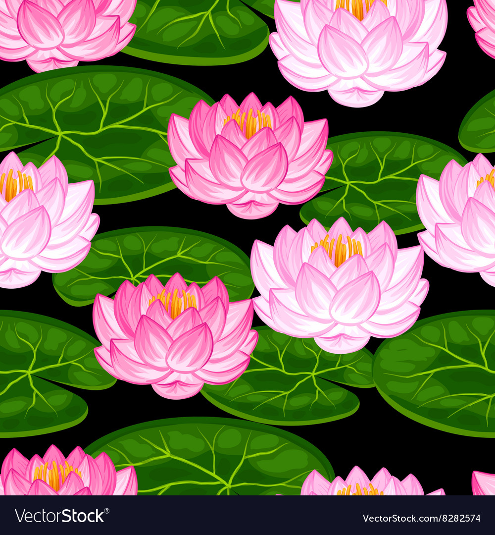 Natural seamless pattern with lotus flowers Vector Image