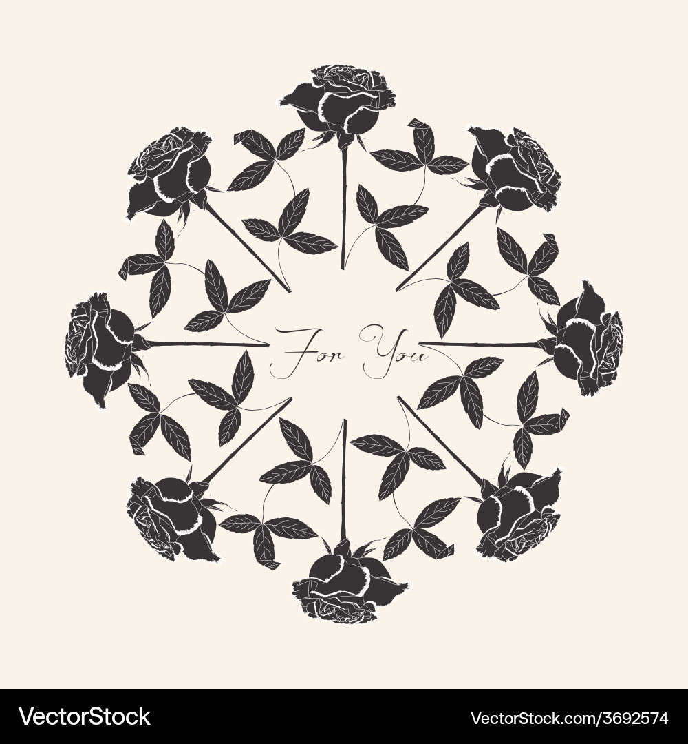 Ornamental round with black rose Royalty Free Vector Image
