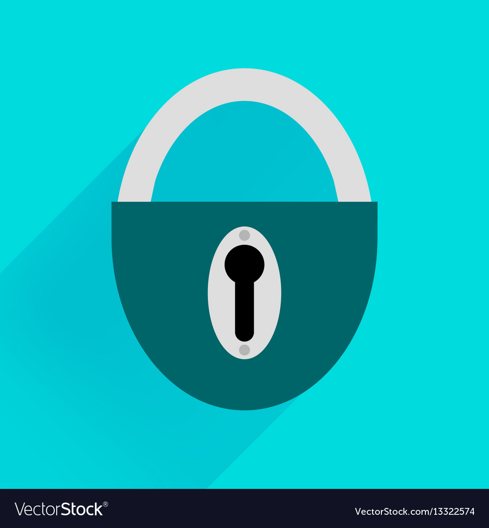 Robust dark green padlock on a blue background Vector Image