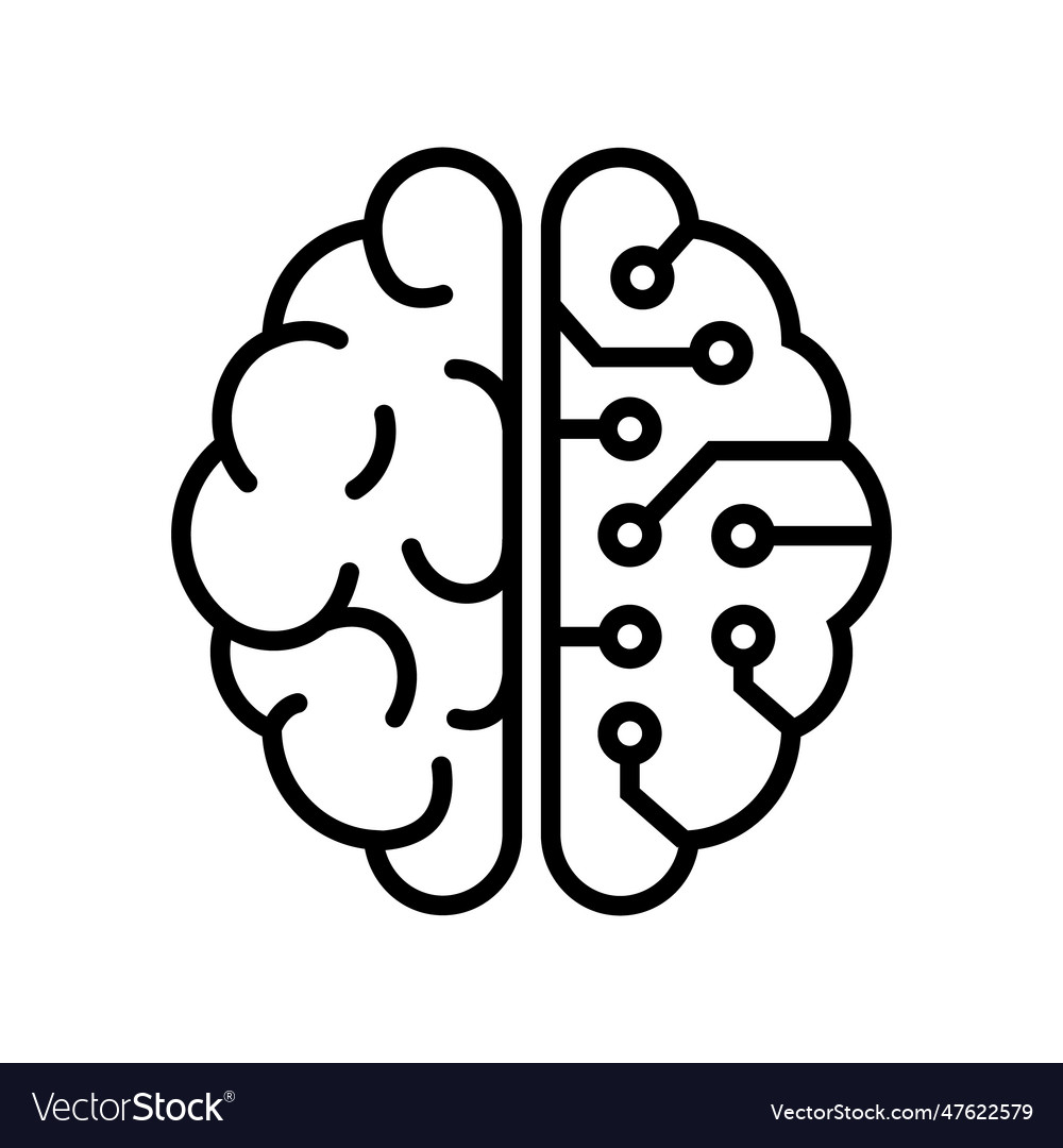 Icon Of The Human Brain And Cyber Brain Royalty Free Vector