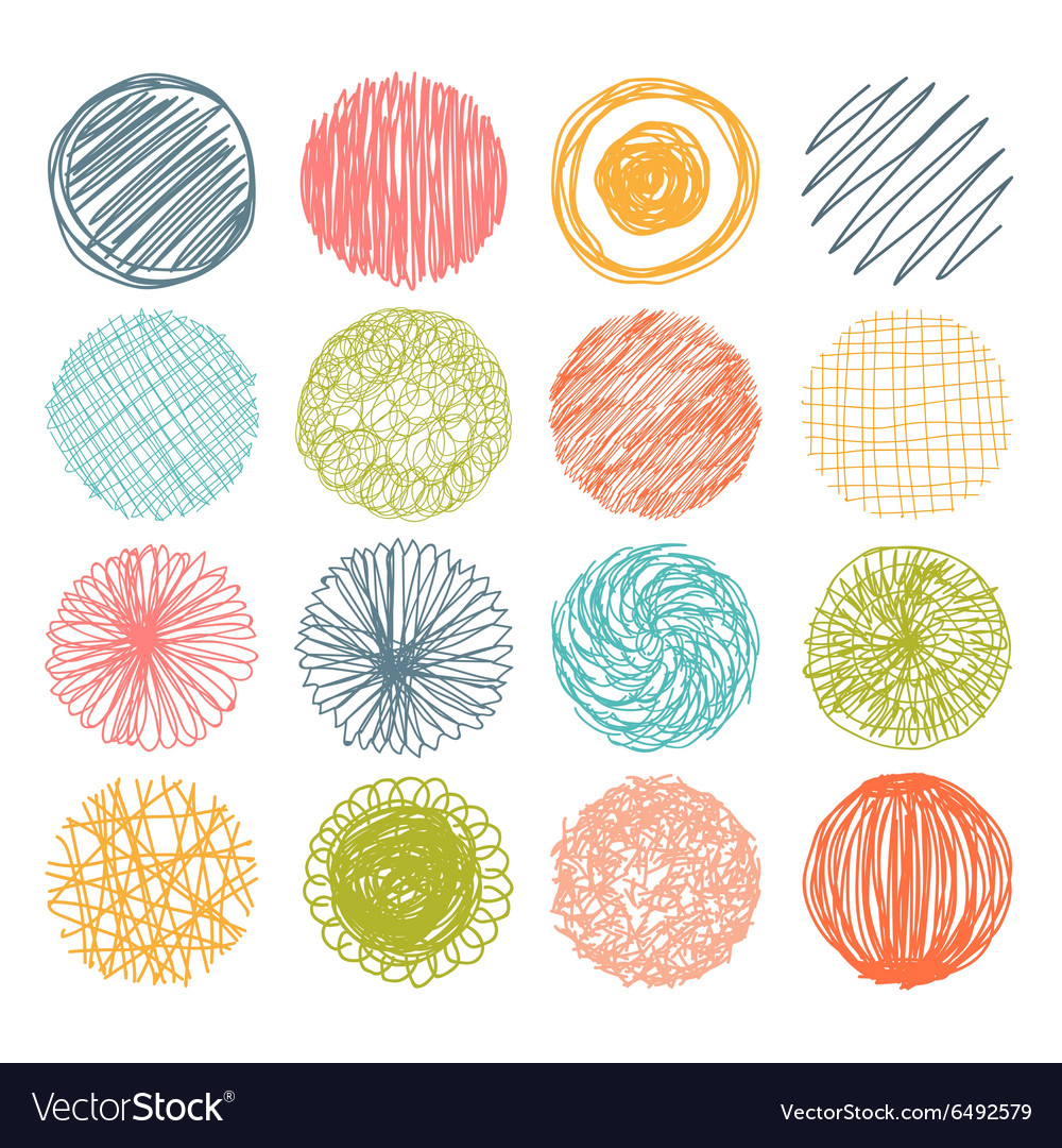 Set Hand Drawn Scribble Circles Design Elements Vector Image