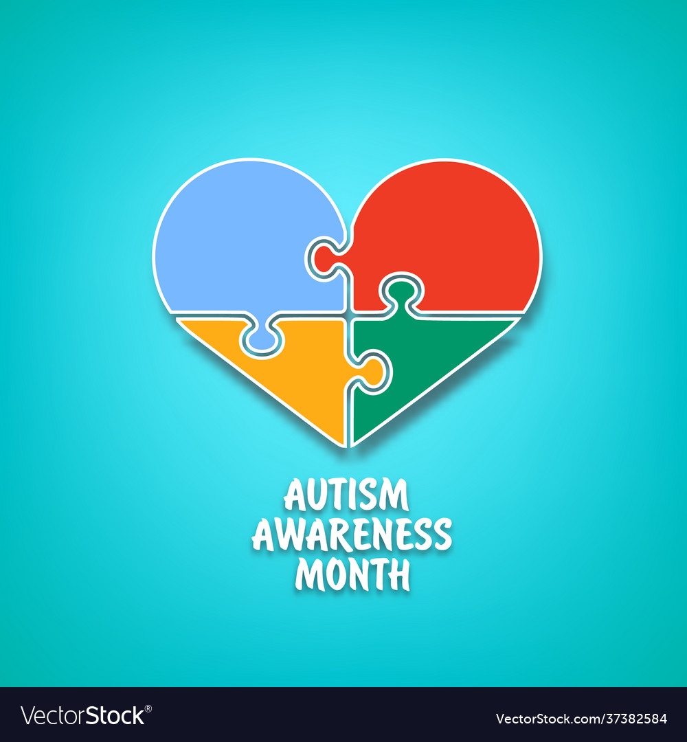 Autism awareness month banner with multicolored Vector Image